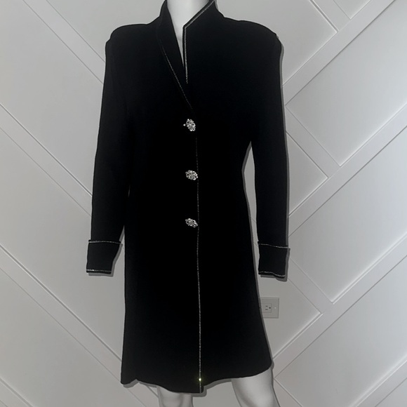 St. John Evening Santana Knit Black Blazer with Swarovski Crystal Accents